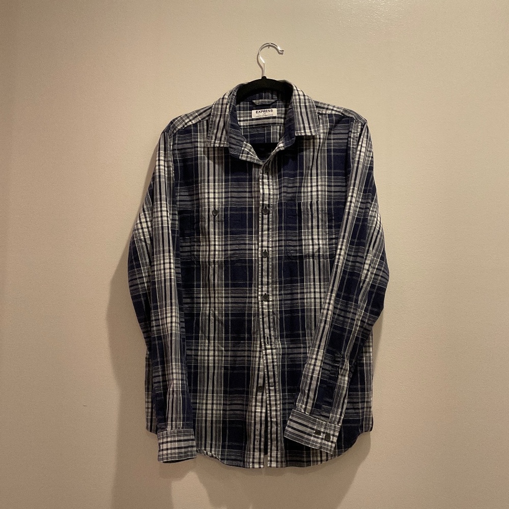 Men’s Express Long Sleeve Plaid Button Down